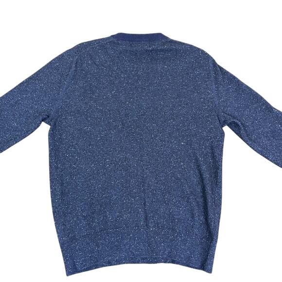 Banana Republic Sweater Mens Medium Blue Tweed Wool Silk Crew Neck Speckled - Picture 3 of 10